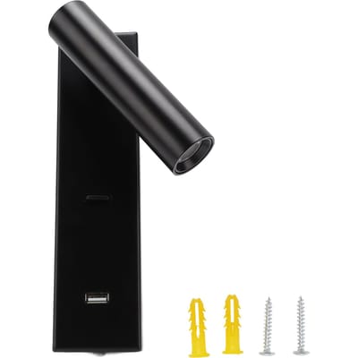 Applique murale LED simple et élégante avec interrupteur et port USB pour chambre à coucher