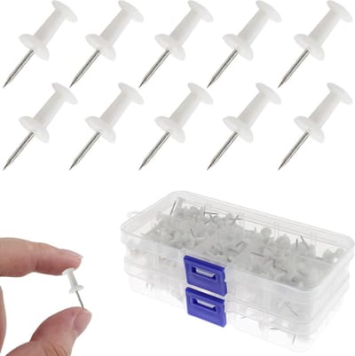 Pushpins - Duimspijkers Pinnen - Decoratief Bevestigen - Veilig Plastic Hoofd - 200 stuks - Wit