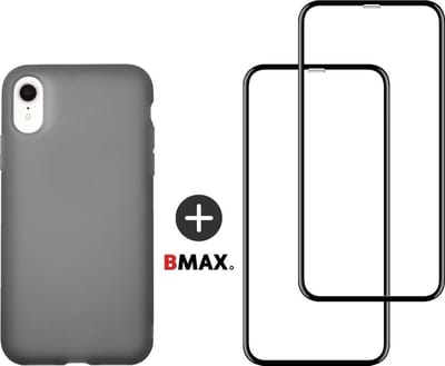 BMAX Telefoonhoesje geschikt voor iPhone 11 Pro - Latex softcase hoesje zwart - Met 2 screenprotectors full cover