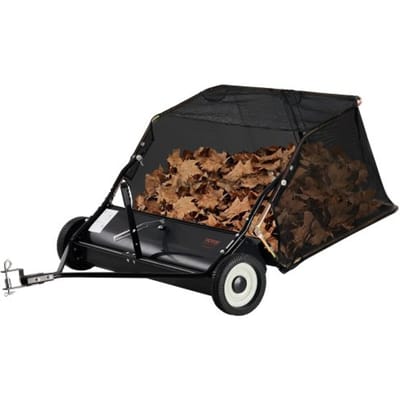 VEVOR 42-inch getrokken grasveger, 12 kubieke voet getrokken grasveger, robuuste blad- en grasopvangbak met kantelkoordontwerp, verstelbare veeghoogte voor het verzamelen van vuil en gras
