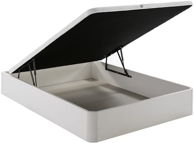 Vente-unique Set 140 x 190 cm bedbodem met opbergruimte wit + matras met pocketveren en ingebouwde dekmatras dikte 28 cm - AMERICAN DREAM van YSMÉE