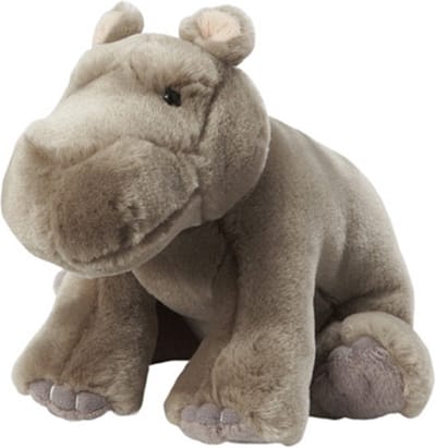 Nature Planet nijlpaard knuffel - grijs - pluche - 18 cm - zittend - dierenknuffels - knuffeldieren - knuffelbeest