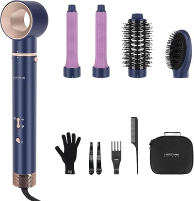 Haarstyler Set - Warme Luchtborstel - Dagelijks Haar Styling - 5-in-1 Functionaliteit - 33 x 11 x 28 cm - Blauw