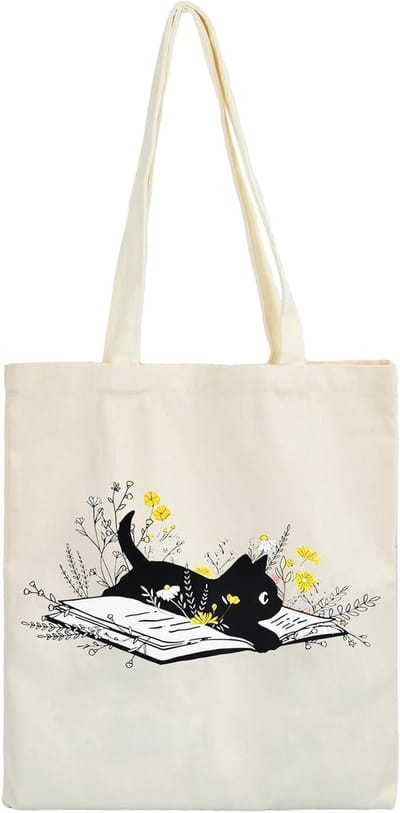 Canvas Shopping Bag voor Katten, Herbruikbare Katoenen Tas, Ideaal voor Boodschappen, School en Werk, Duurzaam en Milieuvriendelijk