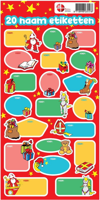 Sinterklaas cadeaulabels naametiketten - 20 stuks