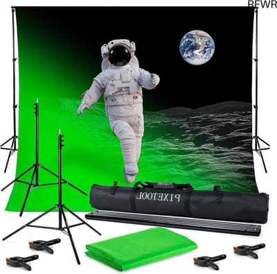 RFWR® Groene Screen Doek met Achtergrondsysteem 3x3m - Perfect voor Fotostudio & Videoproductie