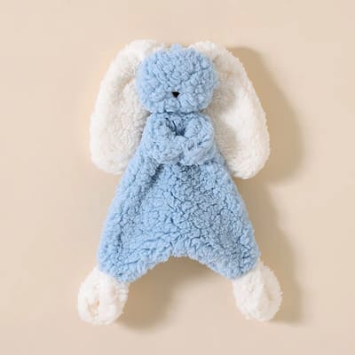 Il Bambini - heerlijke zachte grote knuffel - blauw konijn - met ratel - knuffeldoekje - kraamcadeau - babykado