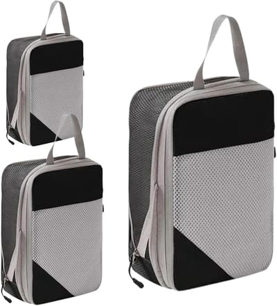 Compressie Packing Cubes - Reis Organizers - Bagage Opslag - Waterdicht Materiaal - 3 Stuks - Zwart