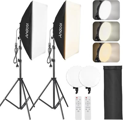Professionele Softbox Set voor Fotostudio - 2 x 50 x 70 cm met 2 x 80 W LED Verlichting, Statief en Afstandsbediening voor Portret- en Videografie