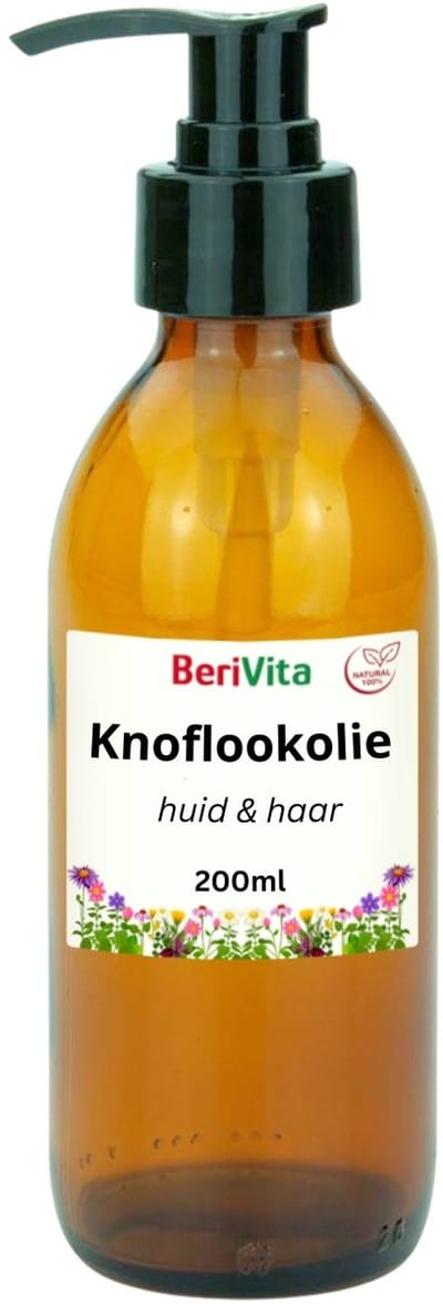 Knoflookolie 200ml Pompfles - Puur en Onbewerkt - Maceraat Knoflooktenen - Huid en Haar - Garlic Oil