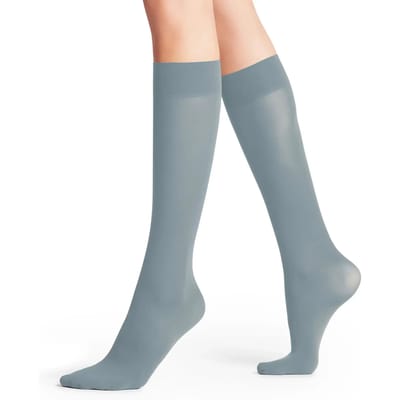 FALKE Pure Matt eenkleurig materiaal ondoorzichtig 50 DEN kniekousen dames blauw - maat 35-38