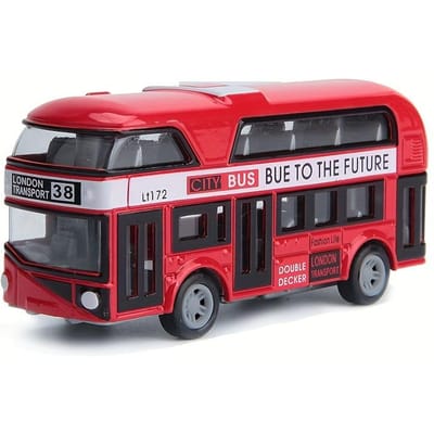 Bus de Ville Bus à Impériale Modèle Véhicules à Tirer Jouet Véhicules à Tirer en Métal Moulé Mini Modèle de Voiture Touristique pour Garçons rouge