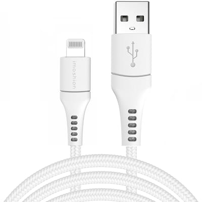 imoshion geschikt voor Lightning naar USB kabel - MFi certificering - Gevlochten textiel - 3 meter - Wit