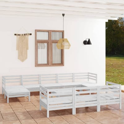vidaXL - 11-delige - Loungeset - massief - grenenhout - wit