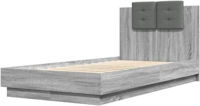 Eenpersoons Bedframe - Slaapkamer Meubel - Goede Nachtrust - Met LED Verlichting - 75x190 cm - Grijs Sonoma