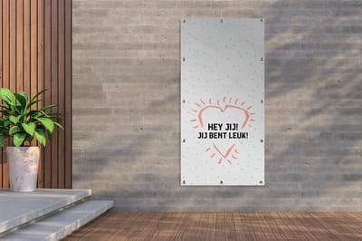 Schuttingposter Quotes - Vriendschap - Best friends - Hey jij! Jij bent leuk! - Spreuken - 100x200 cm - Tuindoek