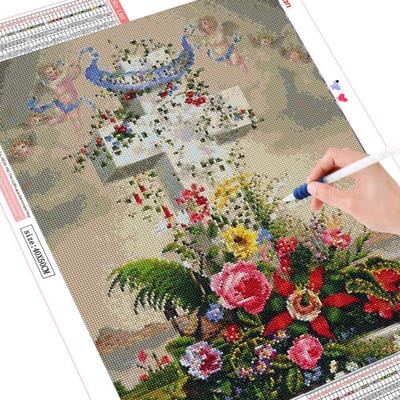 Peinture Diamant Point de Croix Mosaïque Diamant Fleur Broderie Diamant Strass Image 20X30CM beige