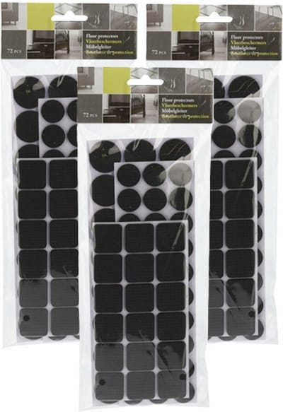 FX Tools Meubelviltjes/antislip beschermers - zwart - 216x - kunststof - 3 formaten mix van 20-28 mm - vloerbeschermers