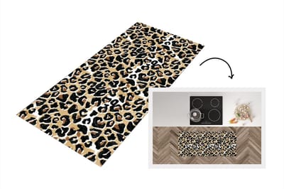 Keukenloper - Loper keuken - Panterprint - Bruin - Waterverf - 120x50 cm - Keukenloper vinyl