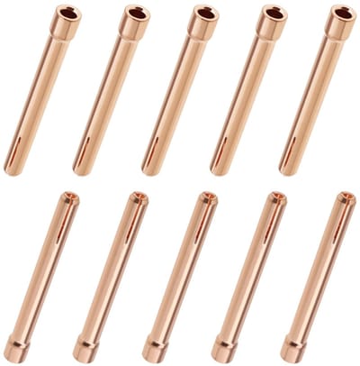 Allecto - Tungsten Elektrode Collet Tips - 10 Stuks - Hoogwaardige Lasaccessoires - Rood Koper - Geschikt voor WP17 WP18 WP26 - 2.4mm