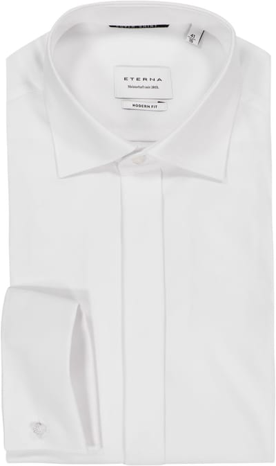ETERNA modern fit overhemd mouwlengte 7 - twill met dubbele manchet - wit - Strijkvrij - Boordmaat: 48 (EU maat: 3XL)