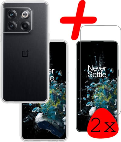 Hoesje Met 2x Screenprotector - Geschikt voor OnePlus 10T - Sterk & Shockproof - Back Cover - Siliconen Case - Telefoon Hoes - Transparant