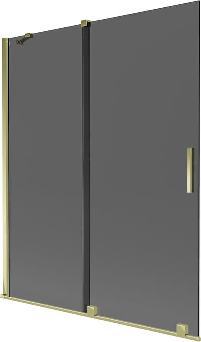 Mexen Velar badwand 2-delig schuifbaar 140 x 150 , grafiet, goud - 896-140-000-41-50