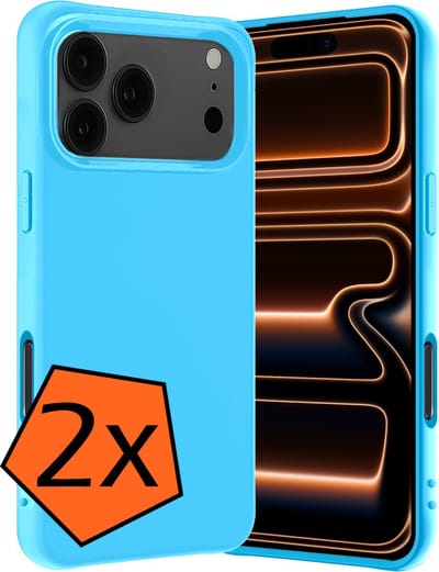 Hoes - 2 Stuks - Geschikt voor Apple iPhone 17 Pro Max / 18 Pro Max - Sterk & Shockproof - Case Siliconen - Back Cover - Telefoon Hoes - Lichtblauw