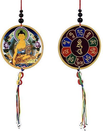 Yogi & Yogini naturals Auto- of raamhanger Boeddha & dorje 8x36 cm