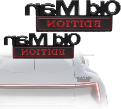 3D Oude Man Auto Sticker Metaal Logo Embleem Plakstrip voor Gepensioneerden - Zilver, Creatief, Uniek