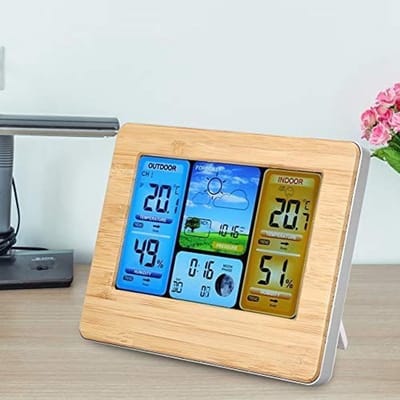Dailygoody - Digitale Thermometer - LCD Weerstation - Alarmfunctie - Geel - Temperatuur en Vochtigheid - Geschikt voor Binnen en Buiten - Multifunctio.