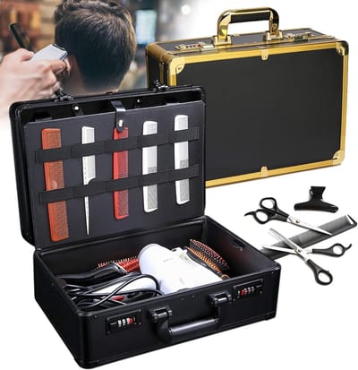 Draagbare grote hairstylist tas met slot, ideaal voor kappers en haarstylisten, inclusief kammen en tools, zwart