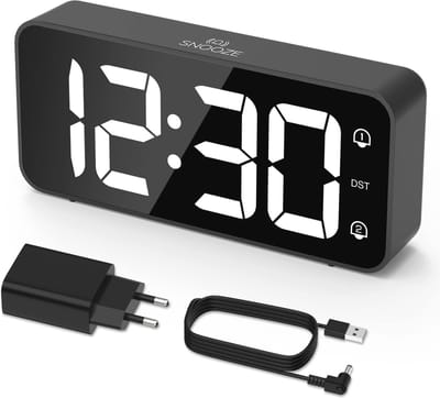 Digitale LED Wekker met Dubbel Alarm en Snooze Functie, 8 Alarmtonen en USB Oplaadpoort