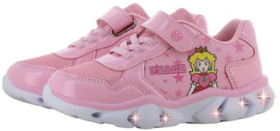 Super Mario - Schoenen voor meisjes met lichtjes - Princess Peach Sneakers voor kinderen met klittenband - Lichtgevende kindersneaker - Maat 26 - Roze