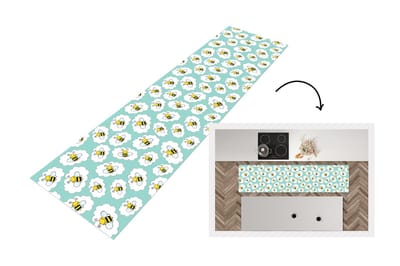 Keukenloper - Loper keuken - Bij - Insecten - Patroon - Groen - 200x50 cm - Keukenloper vinyl