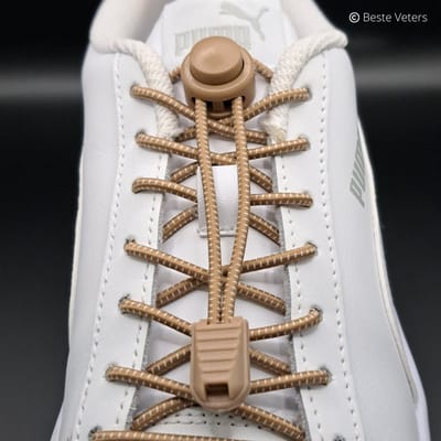 Beste Veters - Beige schoenveters - Lock laces - Elastische schoenveters - Lock laces beige - Hardlopen - Veters 100 cm - Veters beige -Wandelschoenen