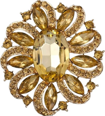Fako Bijoux® - Broche - Bloem - Ovaal - XXL - 57x65mm - Goud