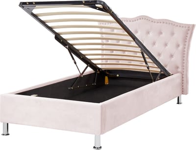 METZ - Bed met opbergruimte - Pastelroze - 90 x 200 cm - Fluweel
