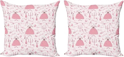ABAKUHAUS Roze Decoratieve Kussenhoezen 2-pack, Princess Mystic Candles, 40x40 cm, Roze Lichtroze Wit