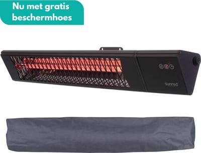 Sunred - COMBIDEAL - Heater & Hoes - Triangle - Dark lijn - Zwart - Wand model - Terrasverwarmer - Carbon rosé goud technologie - 2500 W - ECO - 9 standen - Afstand bestuurbaar - SMART - APP - Timer - Elektrische heater - SMART heater - SLIMME heater