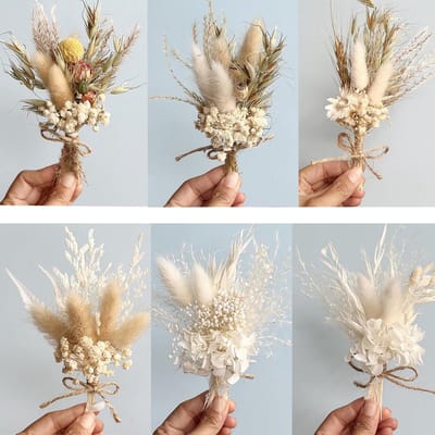 Set van 6 Mini Natuurlijke Gedroogde Bloemen - Perfect voor Epoxyhars, Scrapbooking, Decoratie en Handwerk
