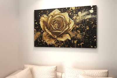 Canvas Schilderij Bloem - Gouden Roos - 120x80x2 cm
