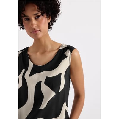 Top in structuurmix met print