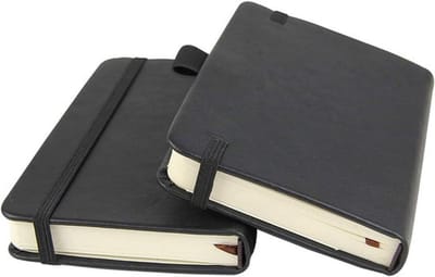 Set van Notitieboeken - Hardcover - 2 Stuks - Zwart - 8,9 x 14 cm