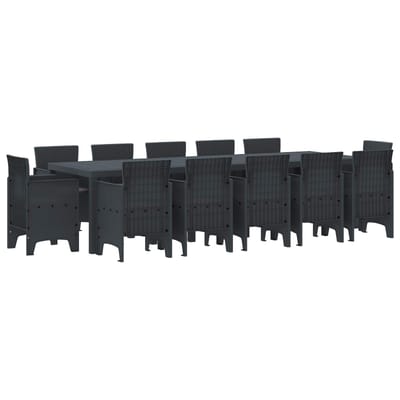 vidaXL - Tuin - Eettafel - Set - 13 - st - Antraciet - Kunststof
