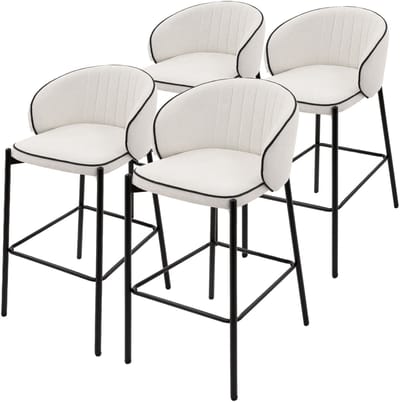 Barkruk set van 4 Beige 50x101x54 cm met rugleuning en voetensteun tot 120 kg ML-Design
