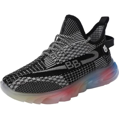 Herfst Nieuwe Damesschoenen Modetrend Jelly Zool Sneakers Fly Woven Ademende Casual Schoenen Comfortabel 41 black