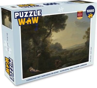 Puzzel Landschap met Narcissus en Echo - schilderij van Claude Lorrain - Legpuzzel - Puzzel 1000 stukjes volwassenen