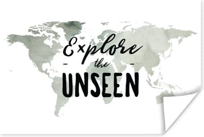 Poster Wereldkaart - Wit - Quote - 30x20 cm