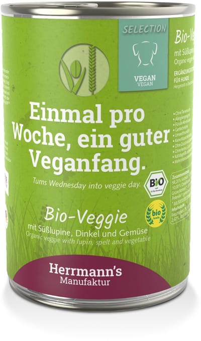 Herrmann's Bio Light Honden Blikvoeding - Vegan met Witte Zoete Lupine - 12x 400 g